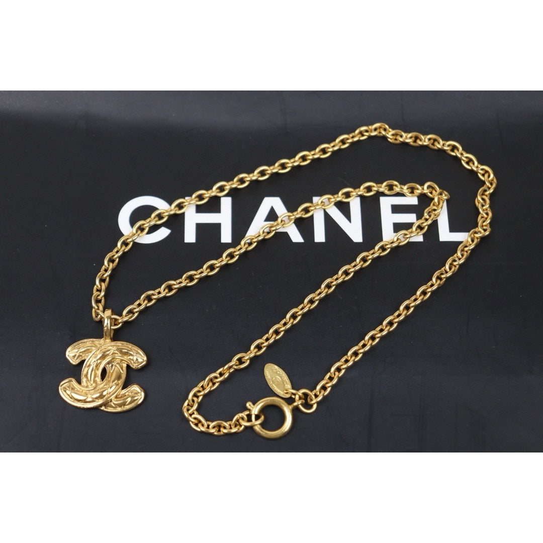 Very Good ( Rank A) ｜ CHANEL Coco Mark 24K Gold Plated Necklace｜W24120914