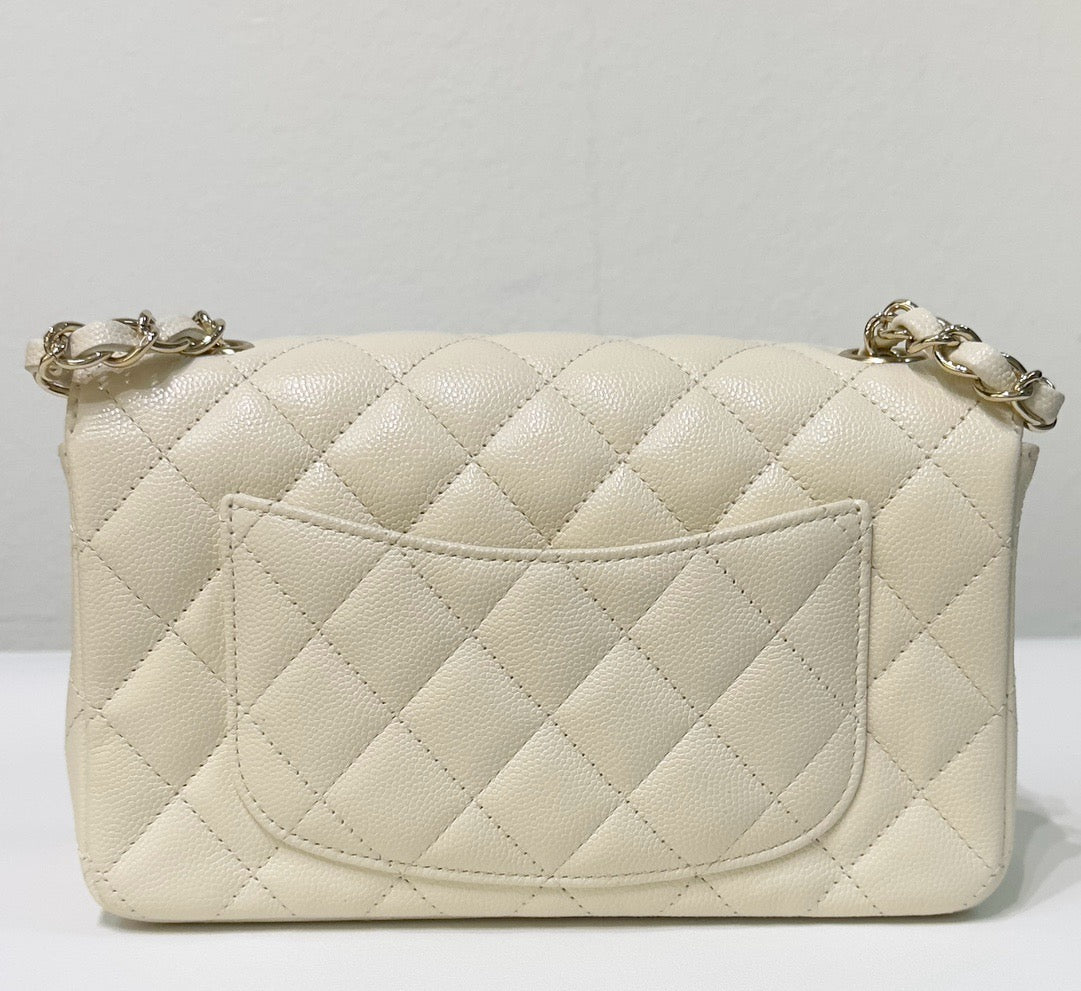 Chanel Mini Rectangle Caviar Lvory 17C GHW