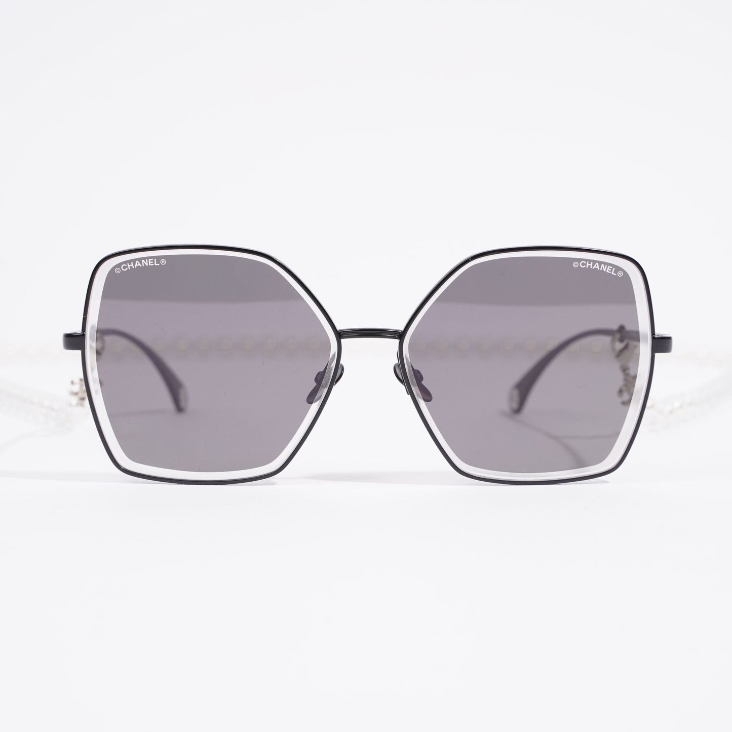 Chanel Pilot Sunglasses 4262 Black   Pearl Base Metal 140mm