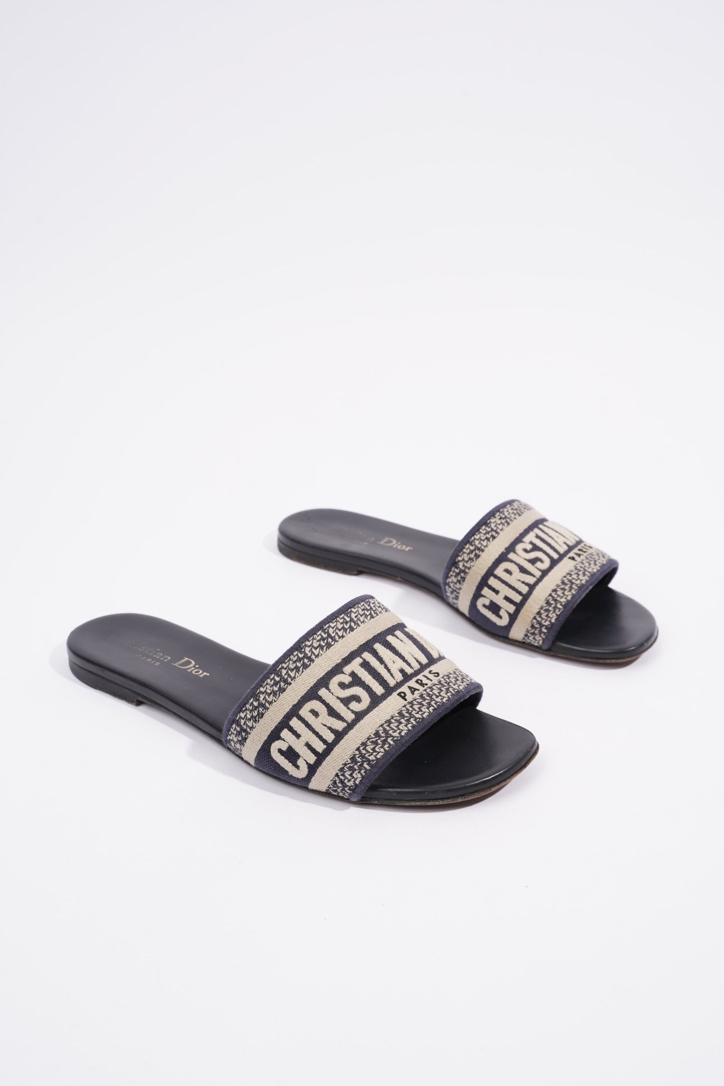 Christian Dior Dway Slide Navy / Beige Fabric EU 36 UK 3