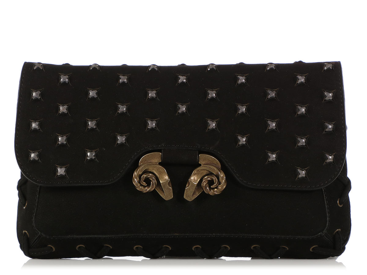Derek Lam Black Powder Calf Studded Evie Clutch