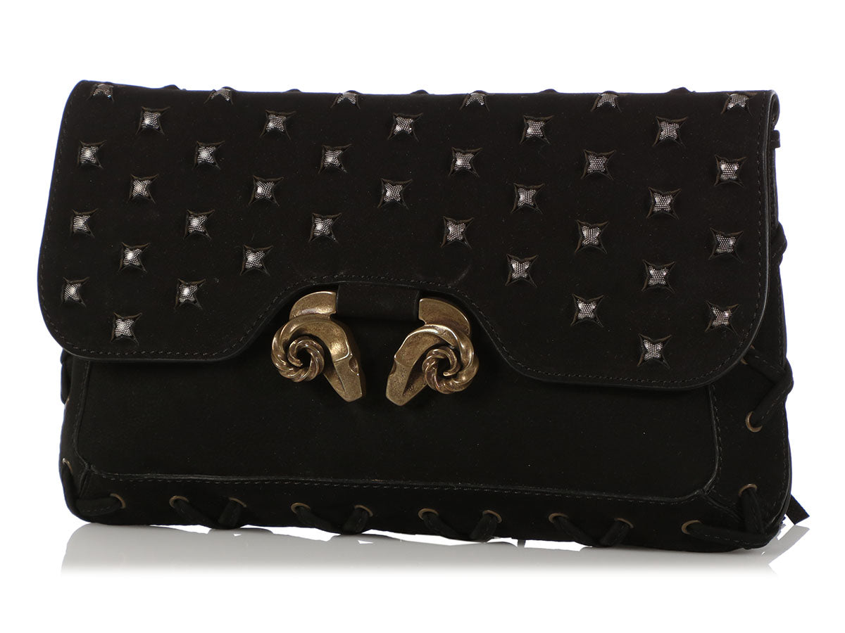 Derek Lam Black Powder Calf Studded Evie Clutch