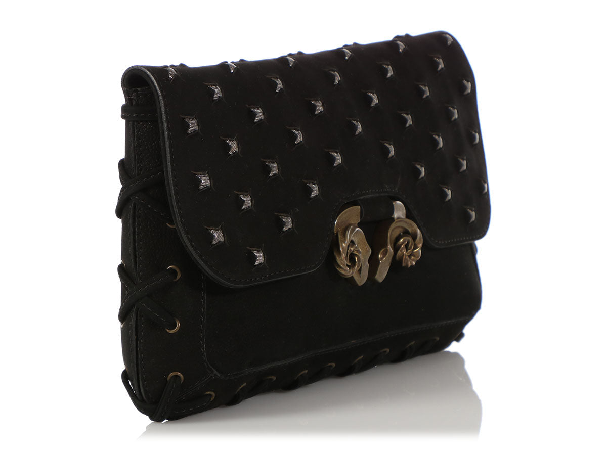 Derek Lam Black Powder Calf Studded Evie Clutch