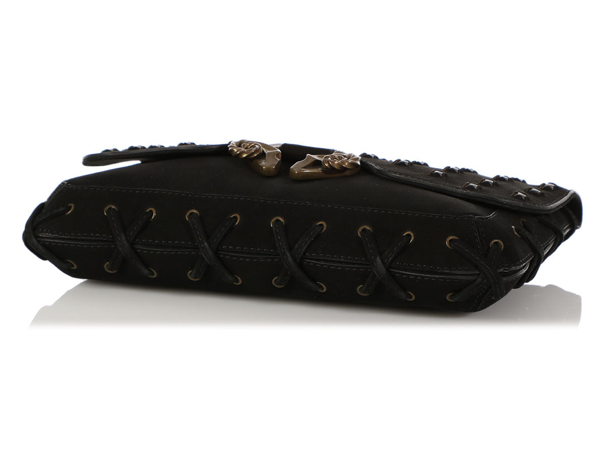 Derek Lam Black Powder Calf Studded Evie Clutch