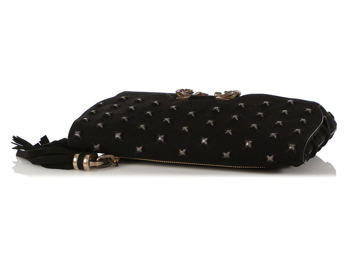 Derek Lam Black Powder Calf Studded Evie Clutch