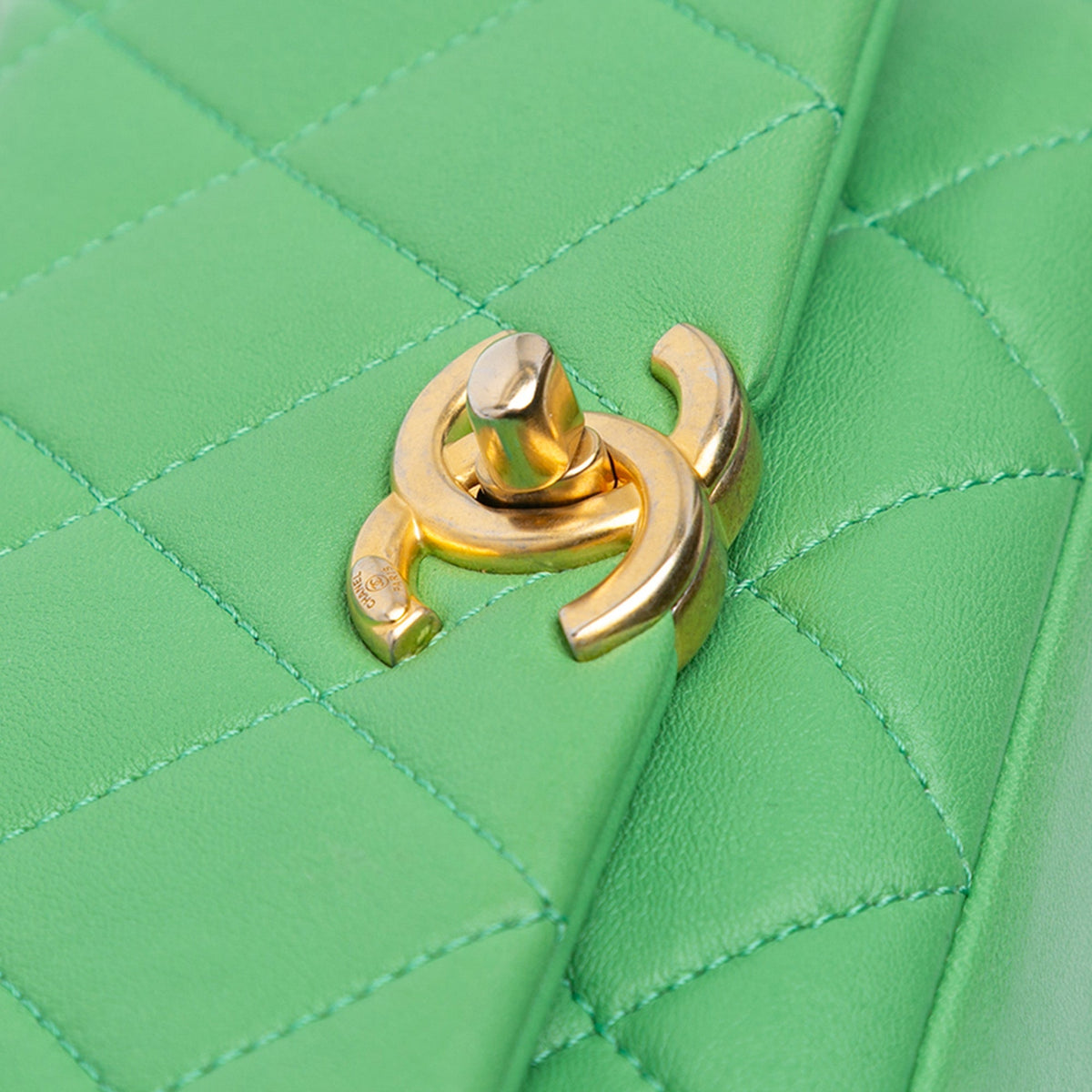 Green Chanel Small Quilted Lambskin Chain Is More Flap Satchel