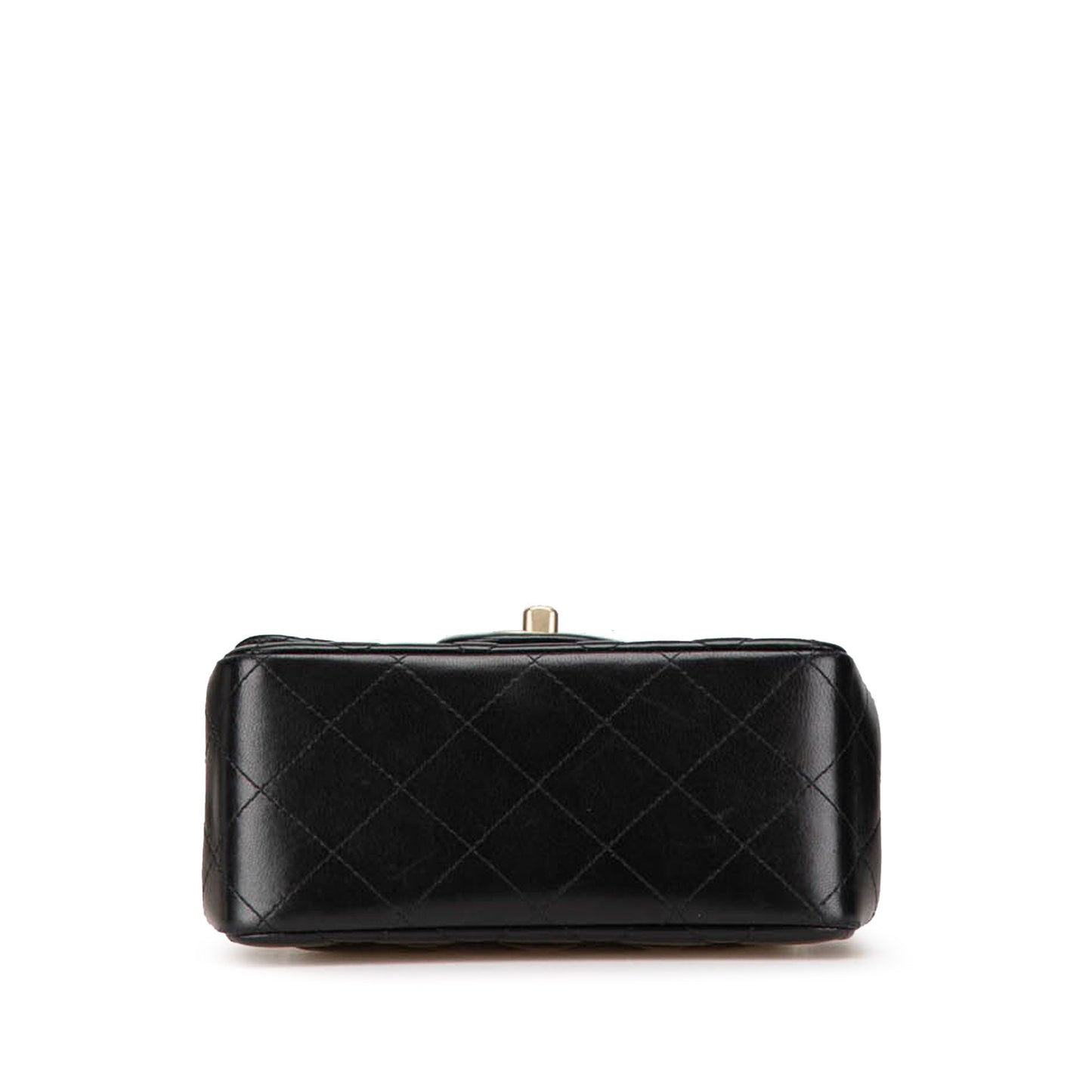 Black Chanel Mini Square Classic Lambskin Single Flap Crossbody Bag