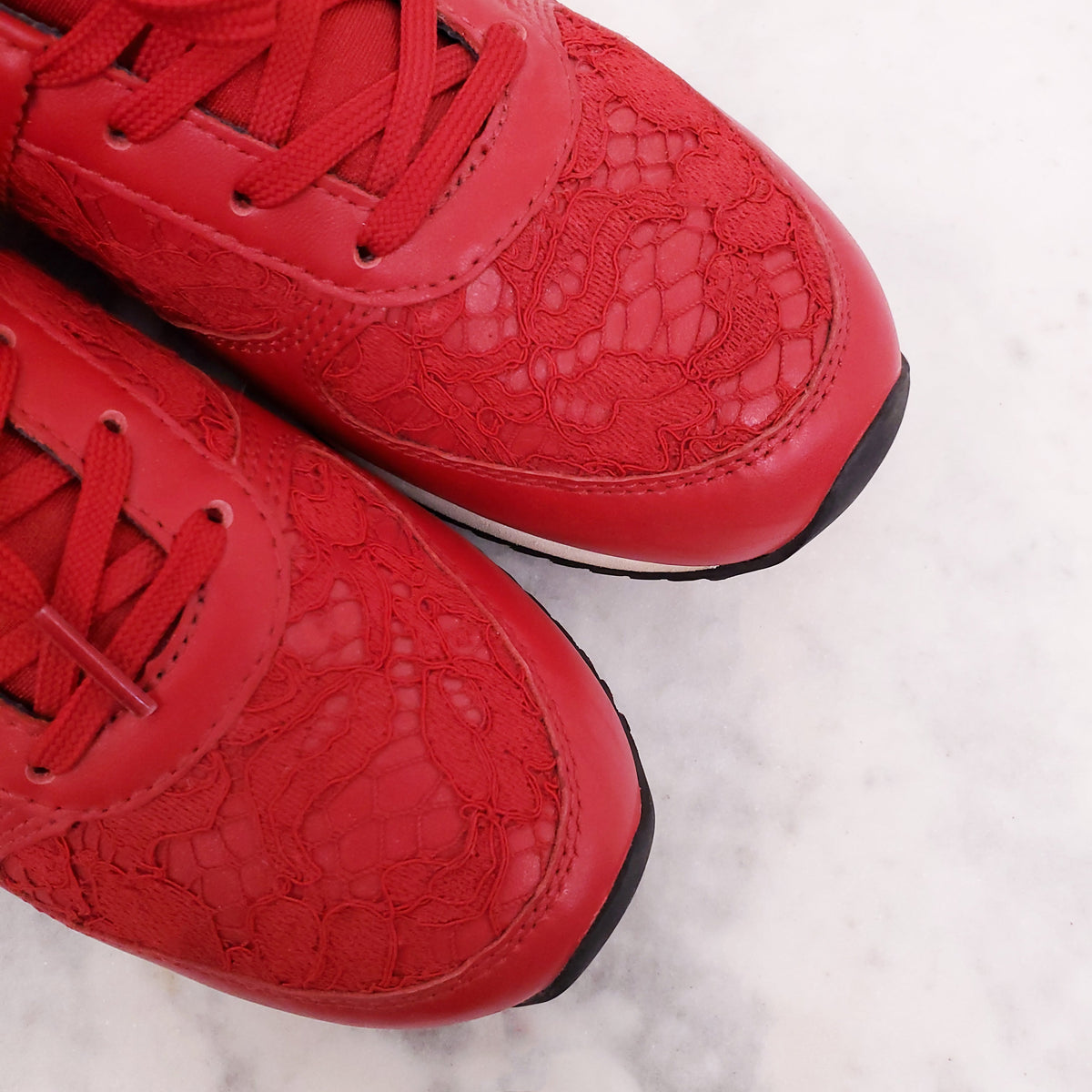 DOLCE & GABBANA RED LACE SNEAKERS - SIZE 37