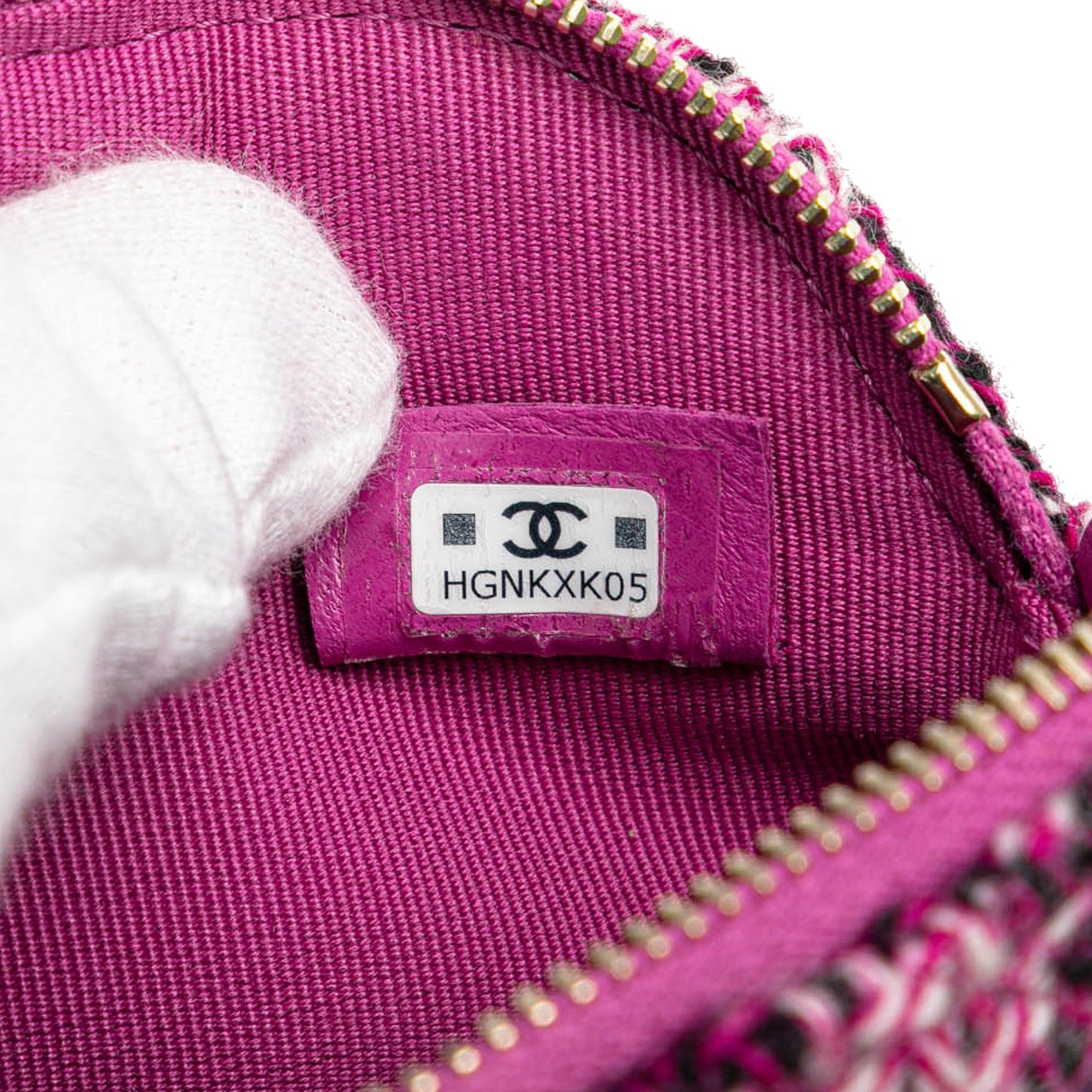 Pink Chanel Tweed Houndstooth Clutch On Chain Crossbody Bag