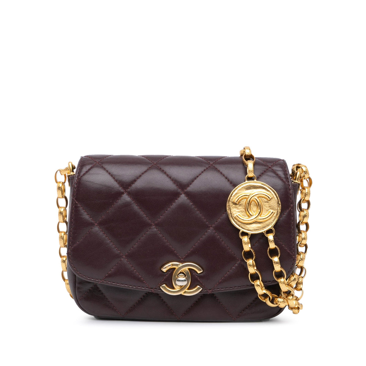 Red Chanel Small Quilted Lambskin CC Coin Bag