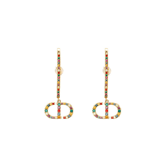 Dior Montaigne 30 Earrings Multicoloured Crystal Gold Tone