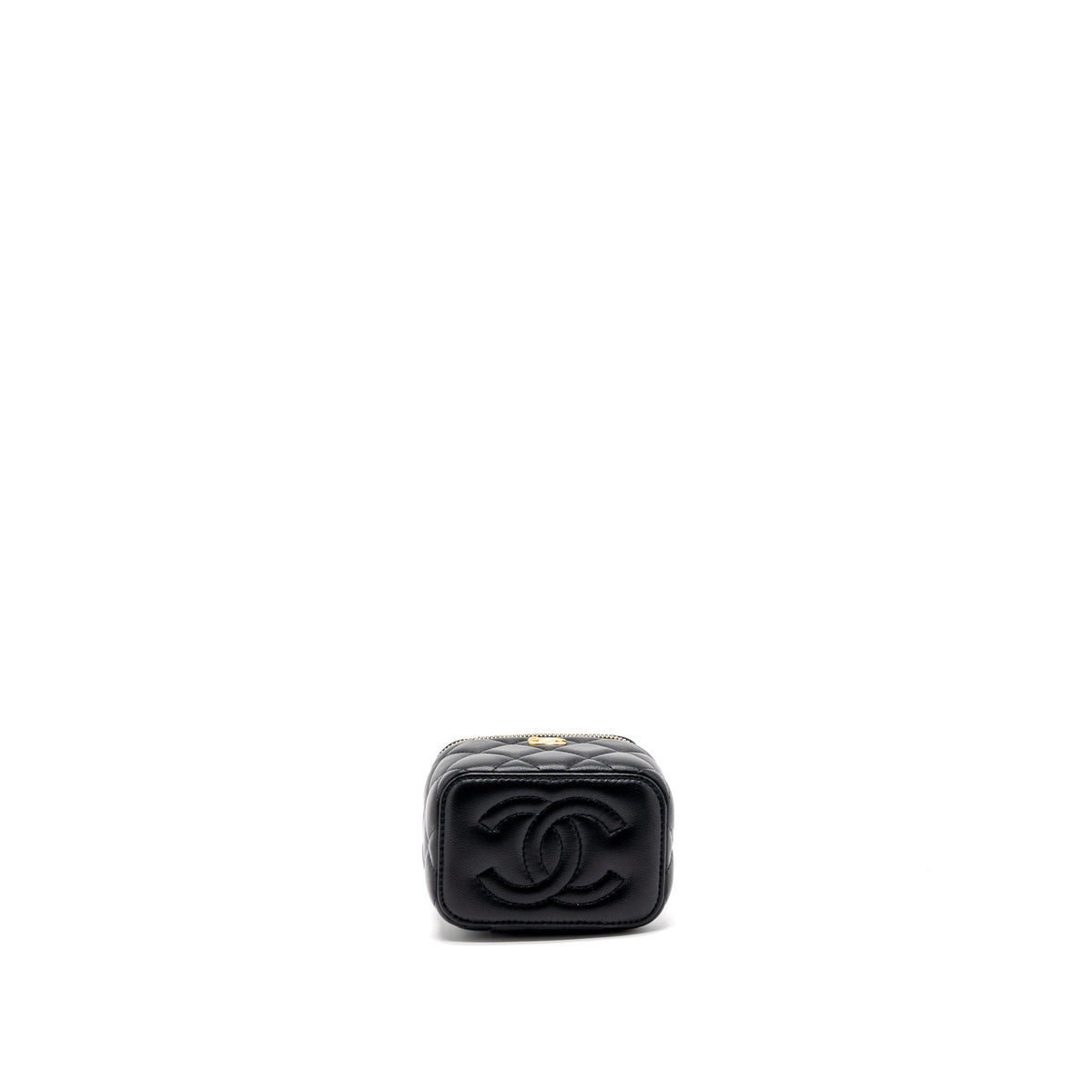 Chanel Pearl Crush Mini Vanity with Chain Lambskin Black Brushed GHW (Microchip)