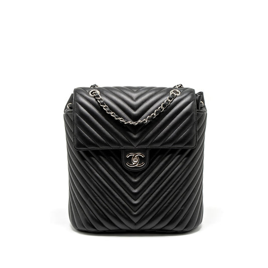 Chanel Urban Spirit Backpack Chevron Calfskin Black SHW