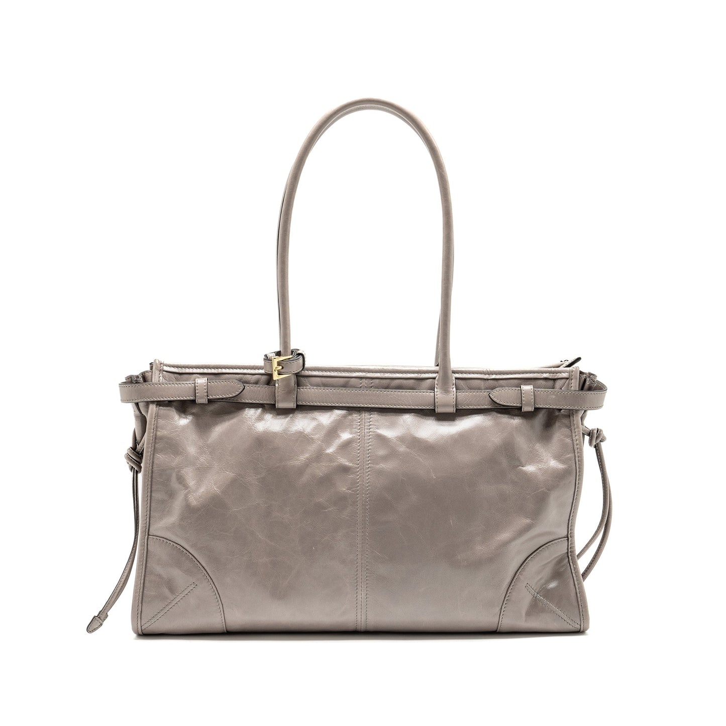 Prada Bonnie Large Handbag Calfskin Grey GHW