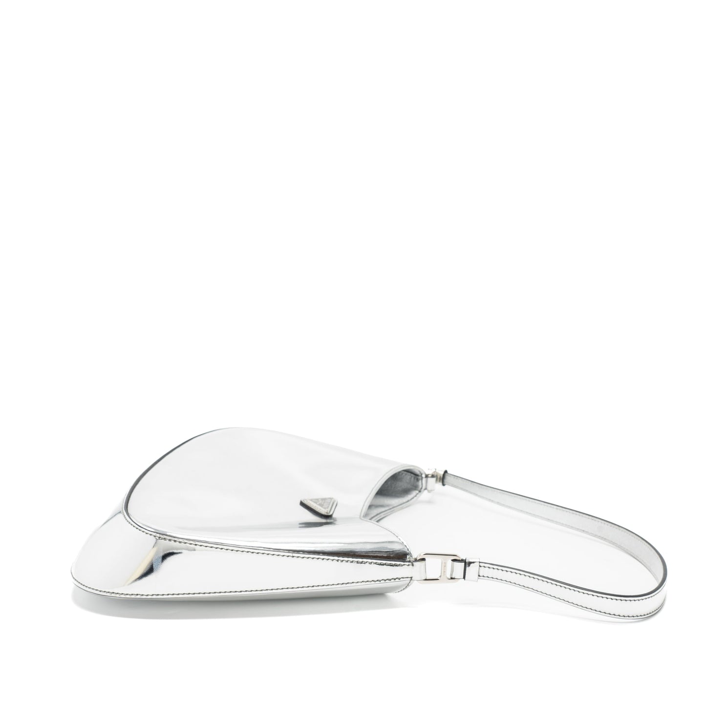 Prada Borsa A Spalla Cleo Pelle Spazzolato Leather Argento SHW