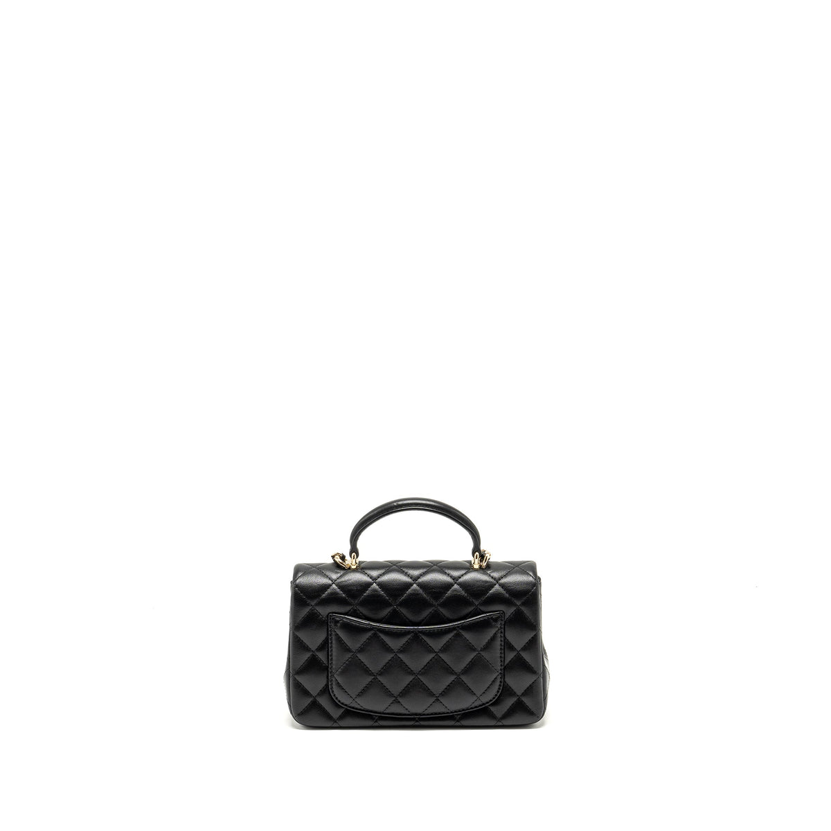 Chanel Top Handle Mini Rectangular Flap Bag Lambskin Black LGHW (Microchip)