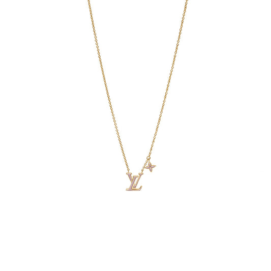 Louis Vuitton LV Iconic Enamel Necklace light pink gold tone