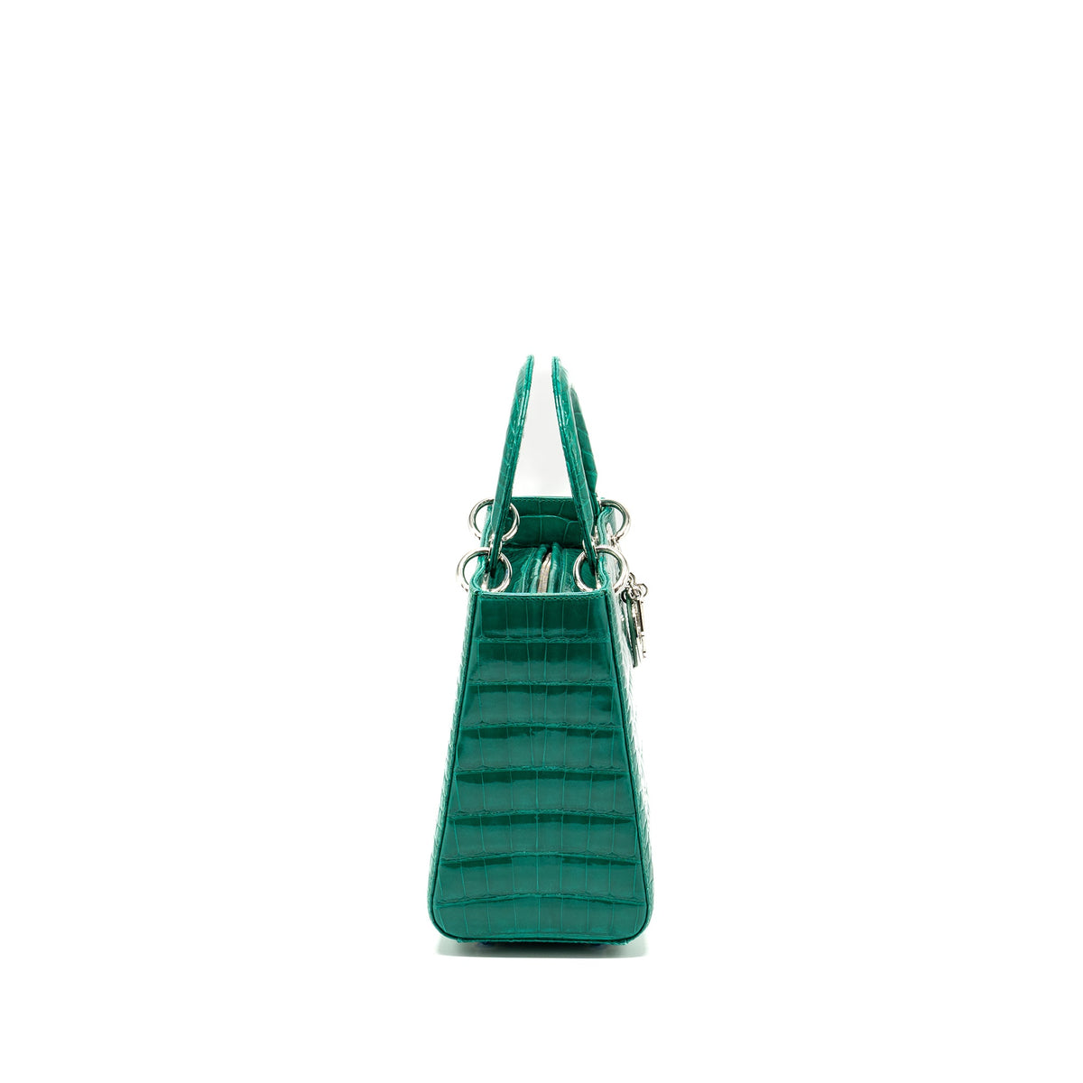 Dior medium lady dior crocodile green SHW with crystal