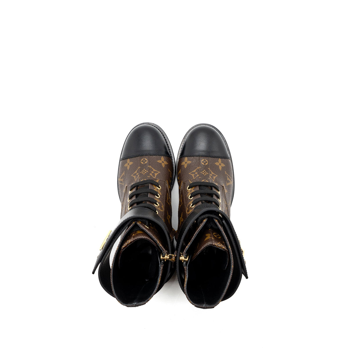 Louis Vuitton Size 37 Wonderland Flat Ranger Ankle Boots Monogram canvas/leather GHW