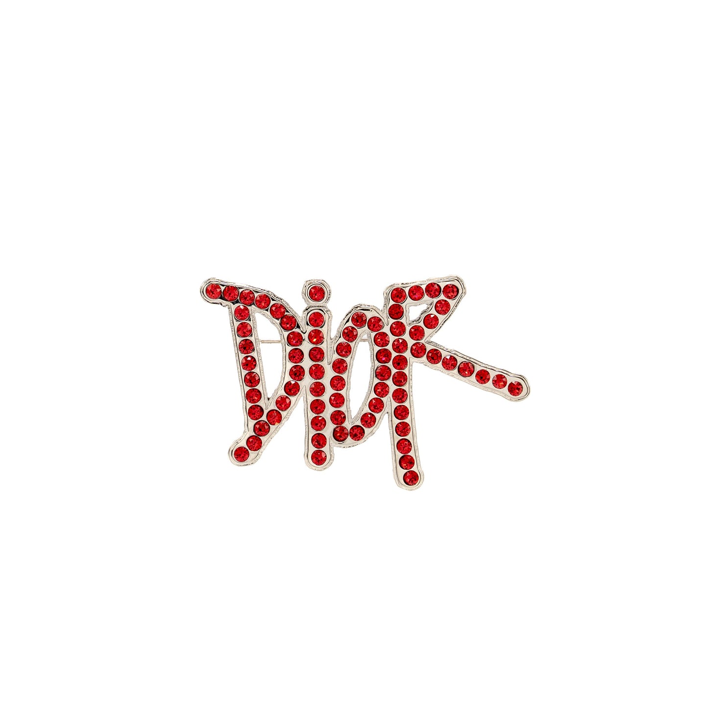 Dior x Shawn Stussy crystal logo Brooch Red SHW