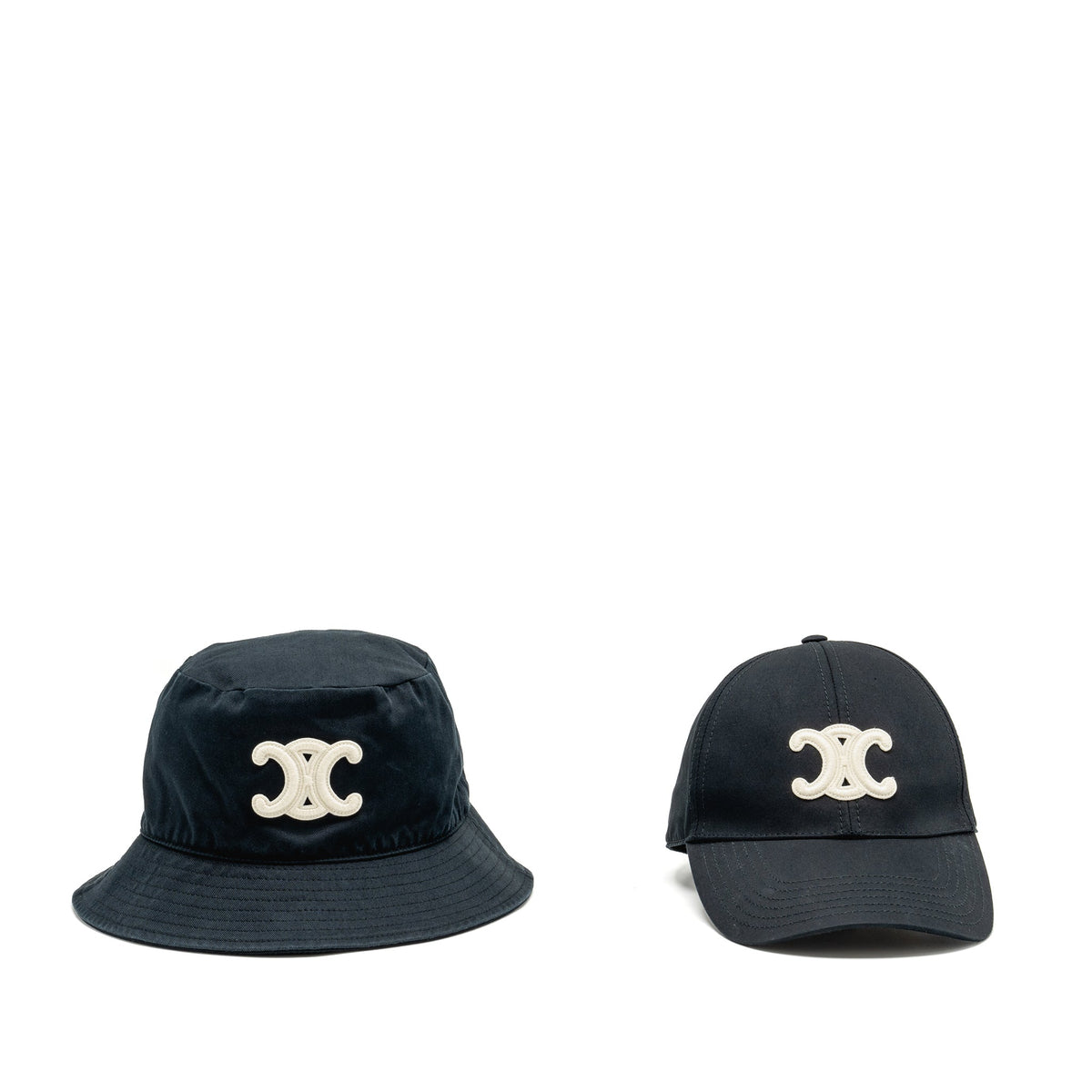 Celine Size S Triomphe Bob and Baseball Cap Cotton Black (Sell in Set)