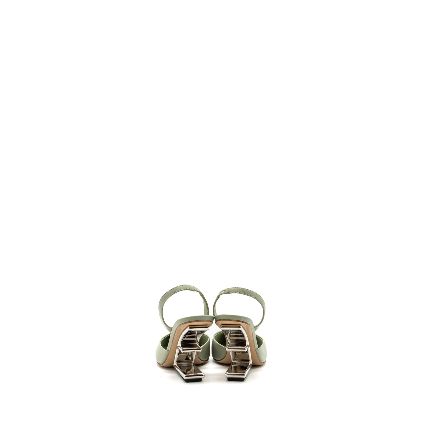 Fendi size 35 fendi first high-heeled slingbacks leather green SHW