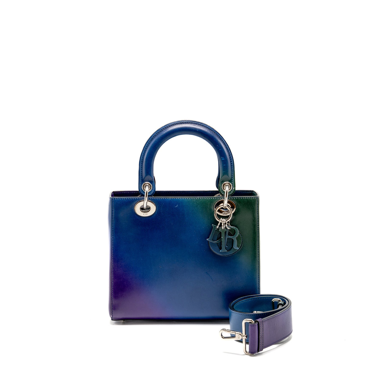 Dior Medium Lady Dior Box Calfskin Gradient Blue/Purple/Green SHW