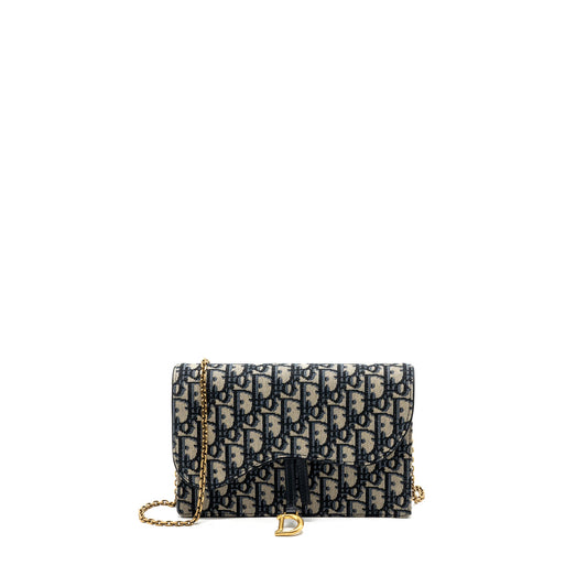 Dior Saddle Pouch Blue Dior Oblique JACQUARD Canvas GHW
