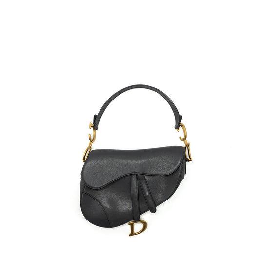 Dior Medium Saddle Bag GoatSkin Dark Grey GHW