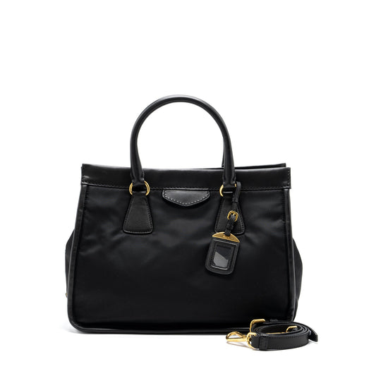 Prada tote bag nylon / leather black GHW