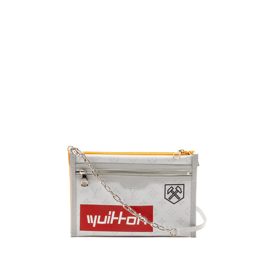 Louis Vuitton Double Flat Messenger Shoulder Bag Canvas/Denim Multicolour Silver/Gold Hardware