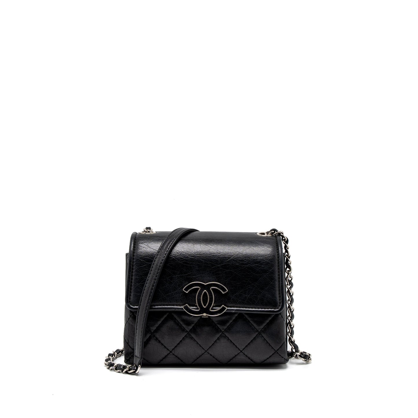 Chanel Giant CC Logo Bag Calfskin Navy SHW