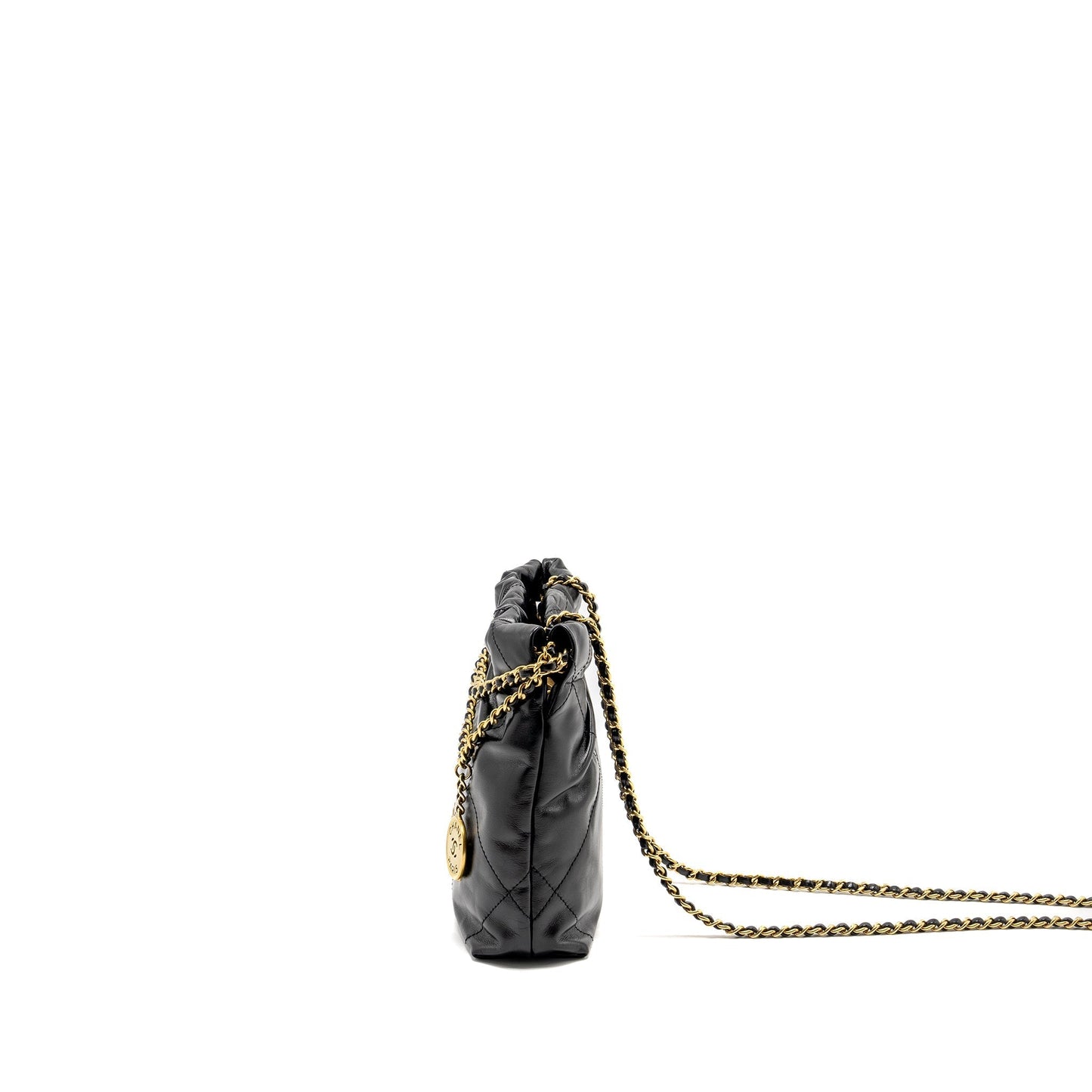 Chanel 23K Mini 22 Bag Shiny Calfskin Black GHW (Microchip)