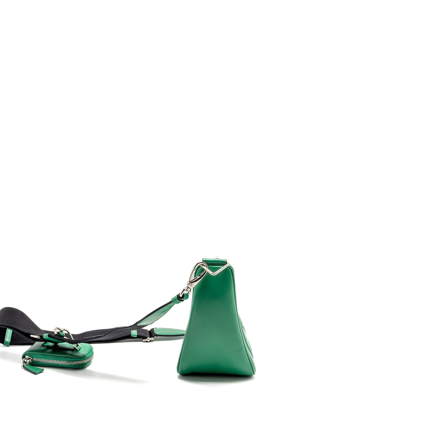 Prada Triangle Shoulder Bag Leather Green SHW