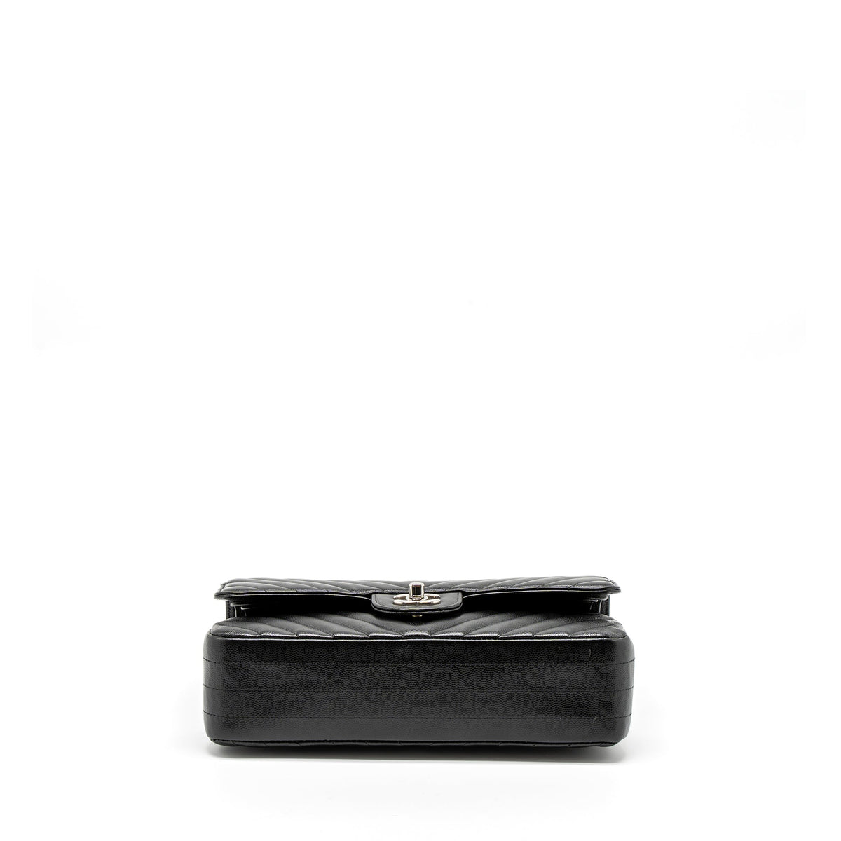 Chanel Medium Classic Double Flap Bag Chevron Caviar Black SHW