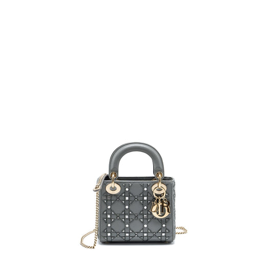 Dior Mini Lady Dior Limited Edition Lambskin Grey LGHW