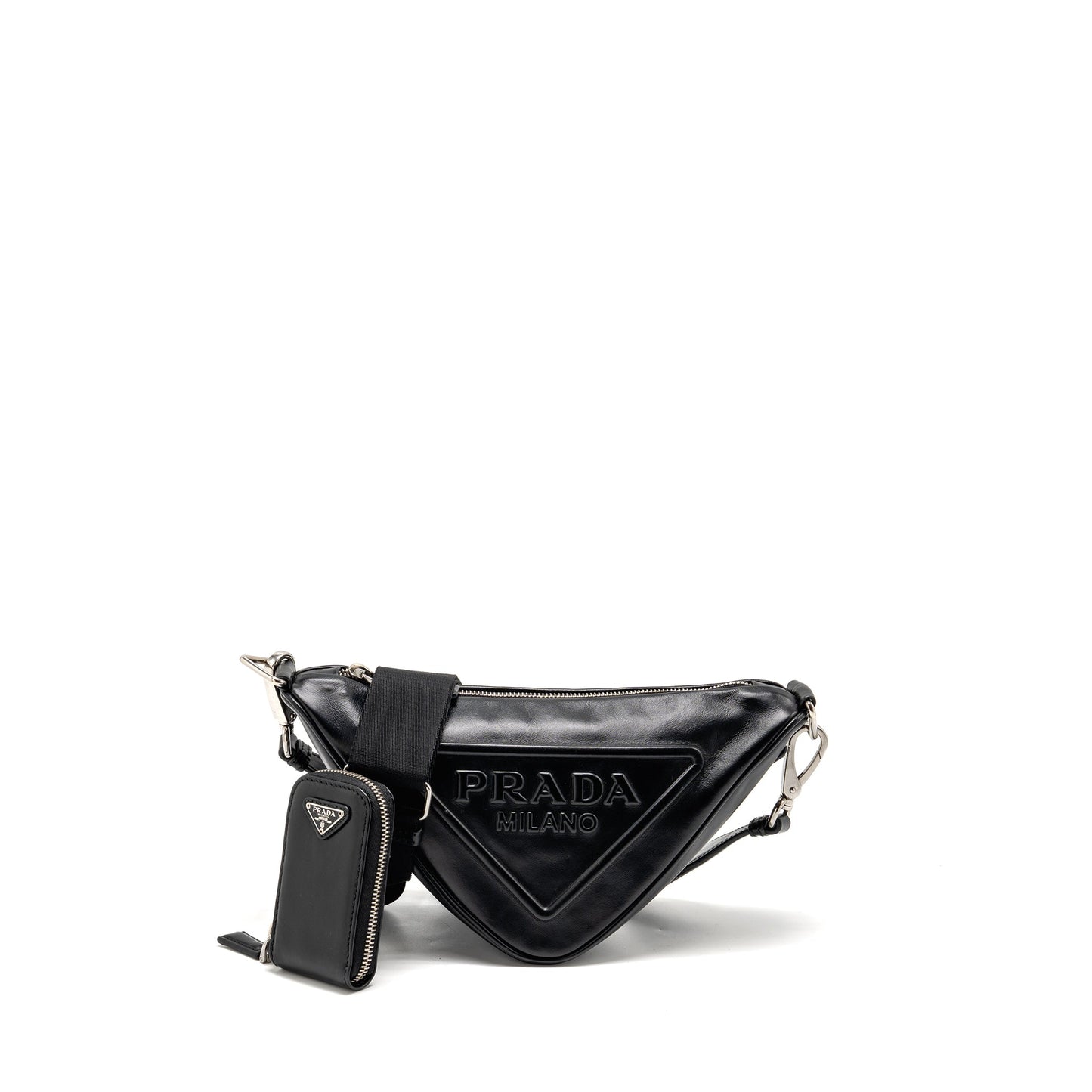 Prada triangle shoulder bag leather black SHW
