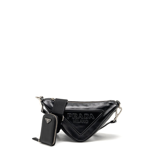 Prada triangle shoulder bag leather black SHW