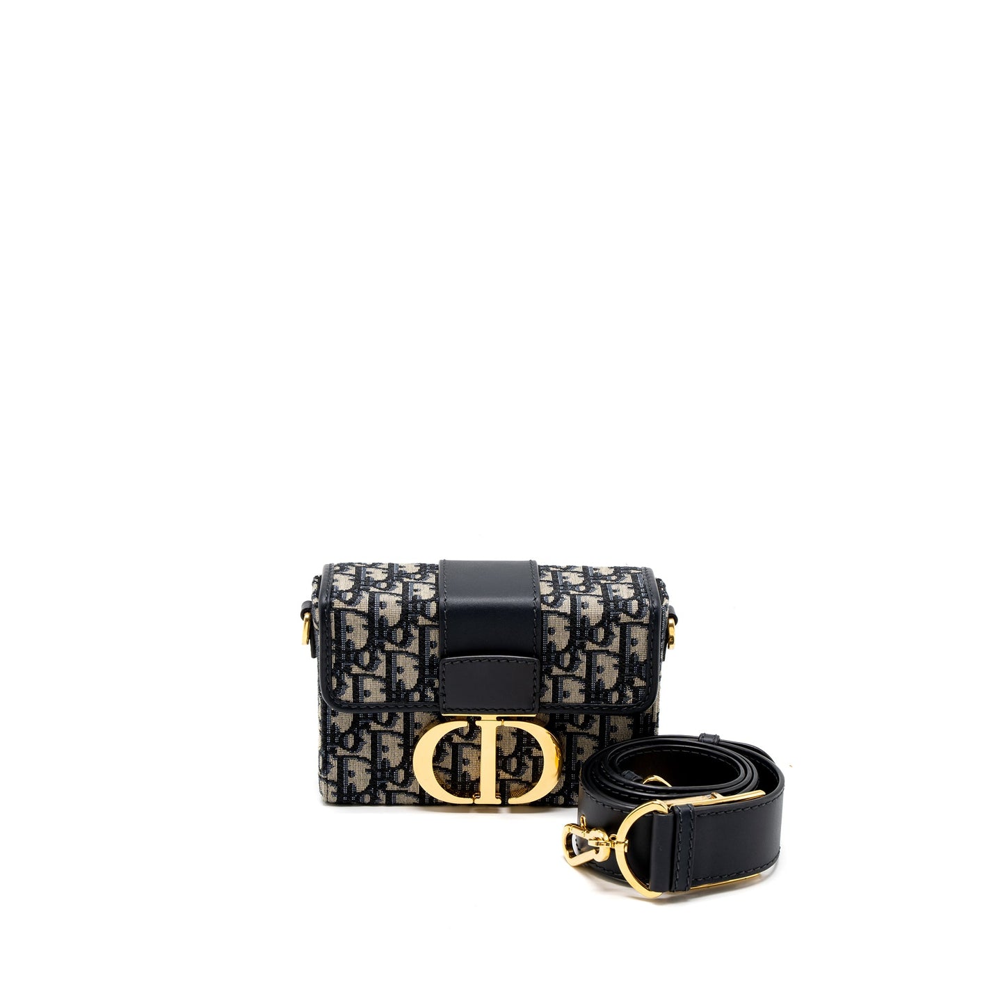 Dior 30 Montaigne Box Bag Blue Dior Oblique Jacquard GHW