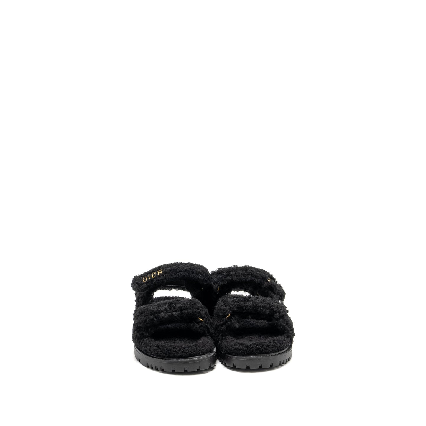 Dior Size 37 Dioract Sandal Shearling/Sheepskin Black GHW