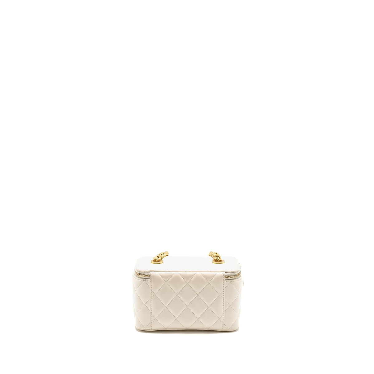 Chanel Letter/ CC Logo Chain Long Vanity Case Lambskin White GHW (Microchip)