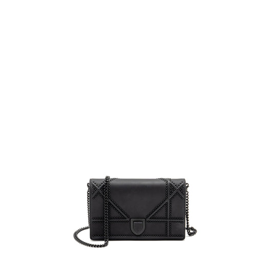 Dior Studded Diorama Wallet on Chain Leather So Black