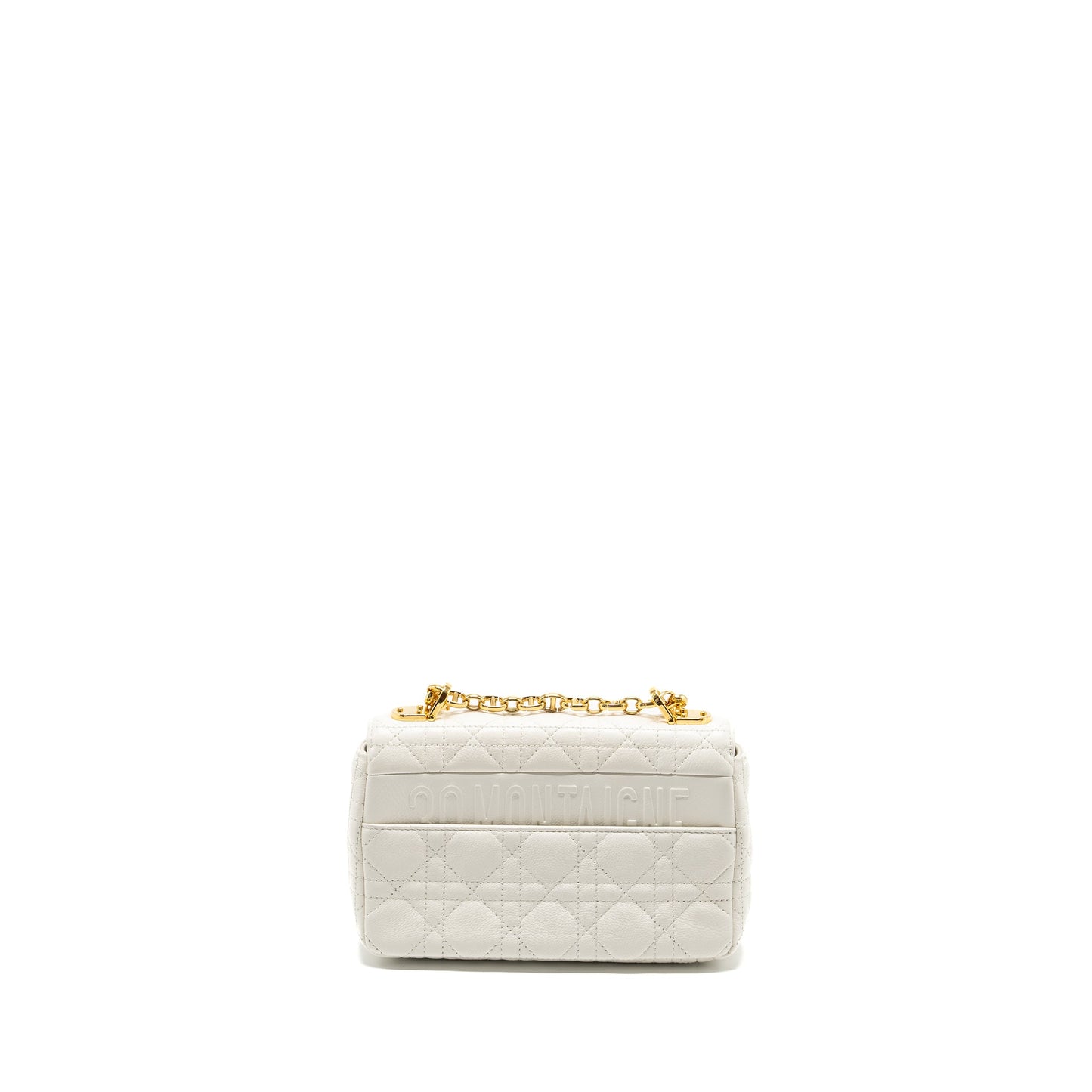 Dior Caro S flap bag calfskin white GHW