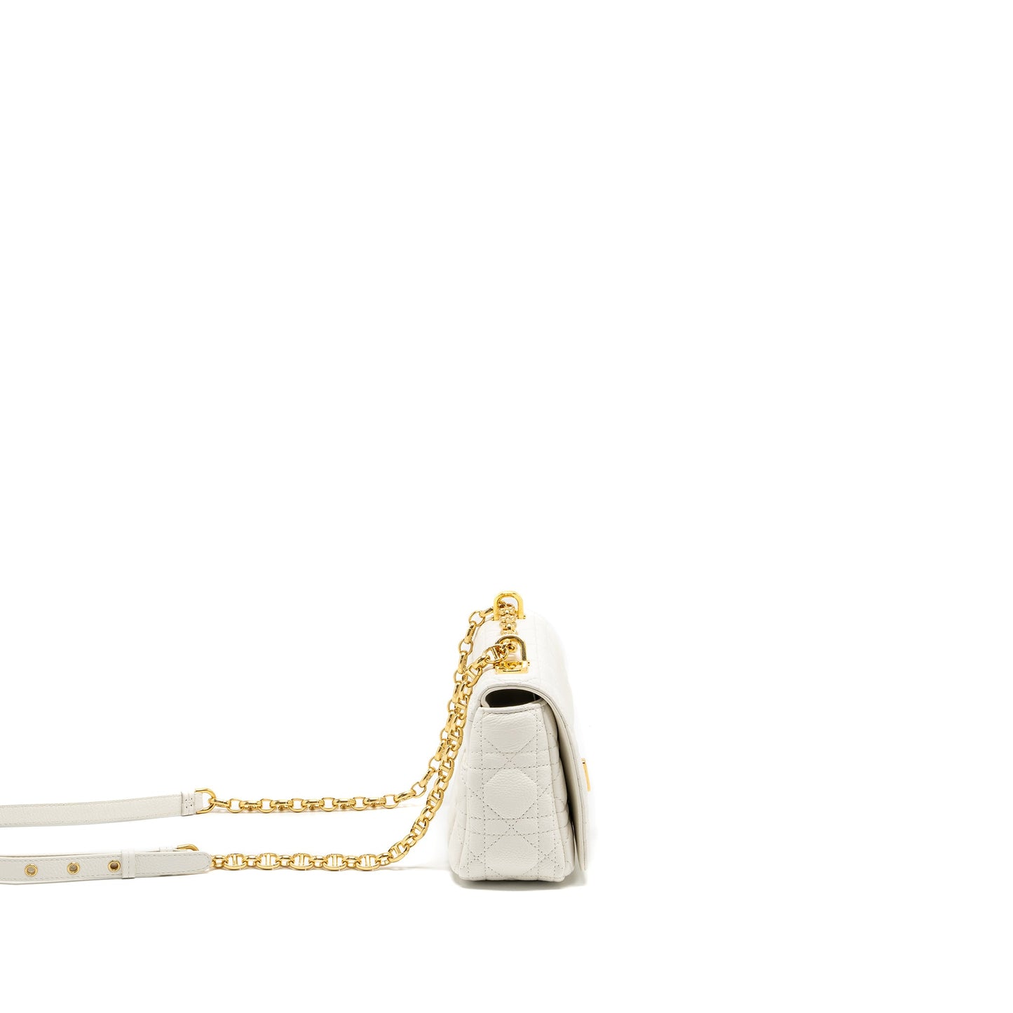 Dior Caro S flap bag calfskin white GHW