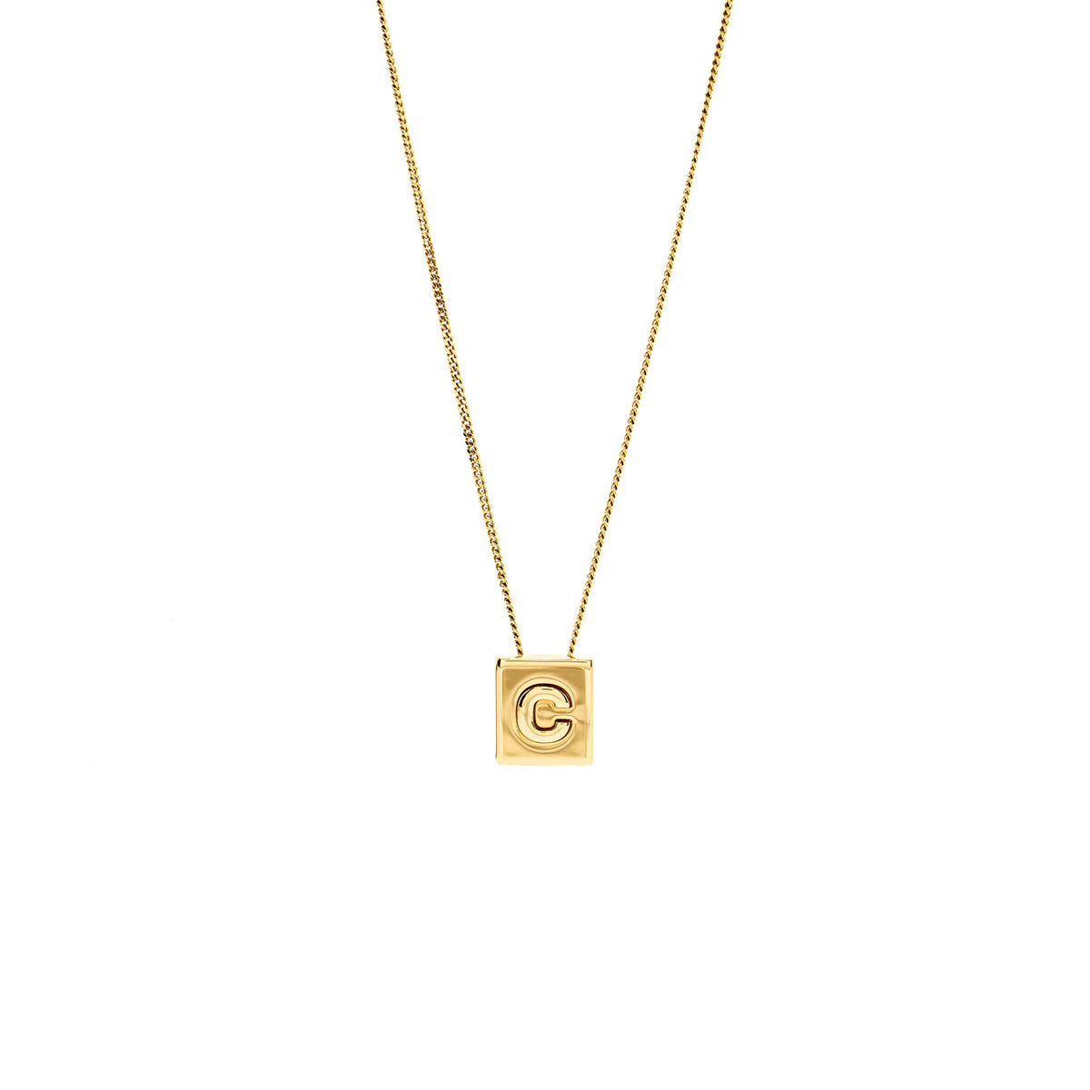 Celine Alphabet C Necklace In Brass Gold Tone