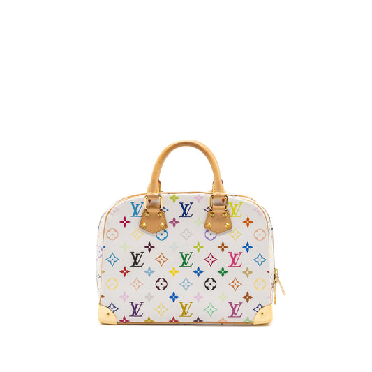Louis Vuitton vintage top handle zip tote bag white multicolor monogram canvas GHW