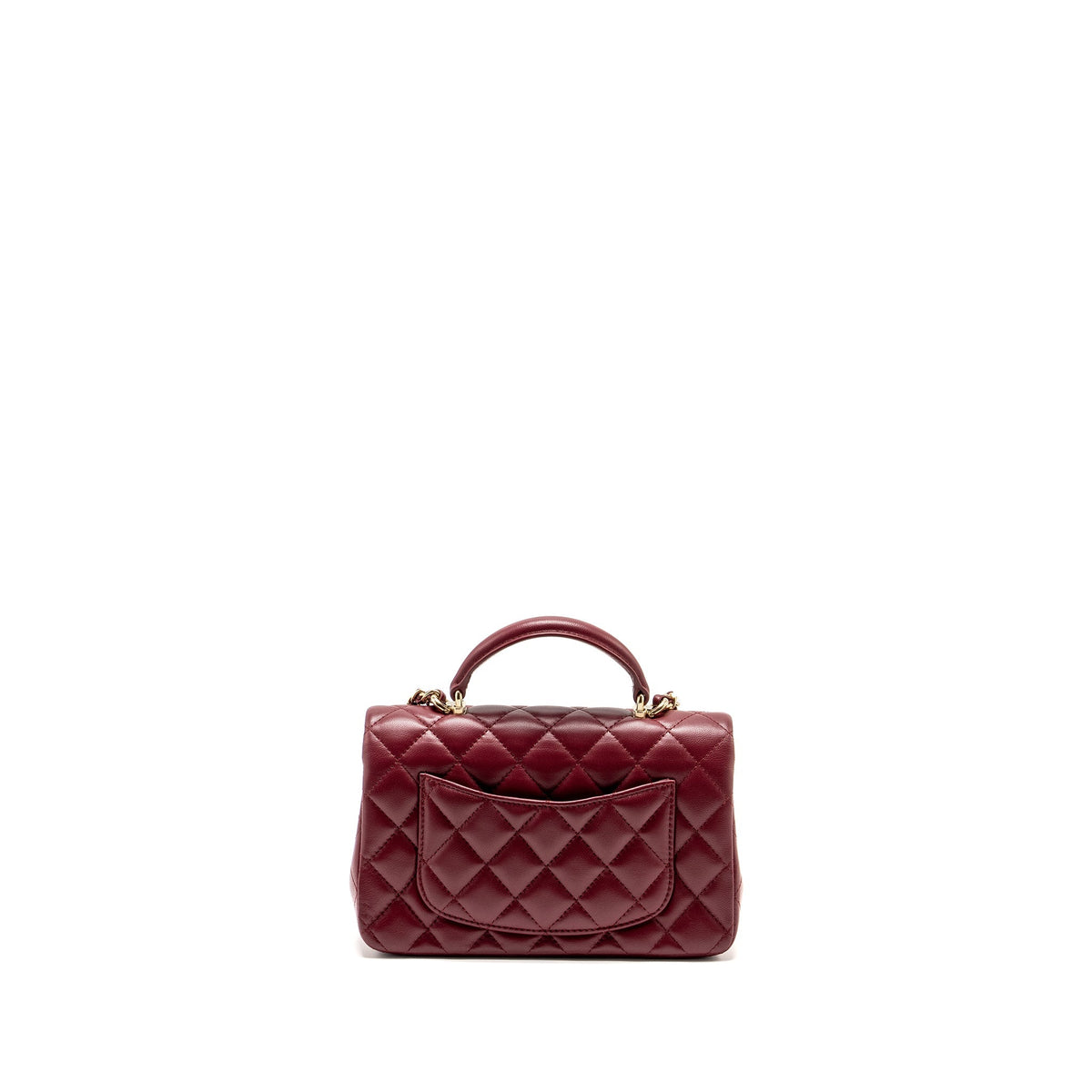 Chanel Top Handle Mini Rectangular Flap Bag Lambskin Burgundy LGHW (Microchip)