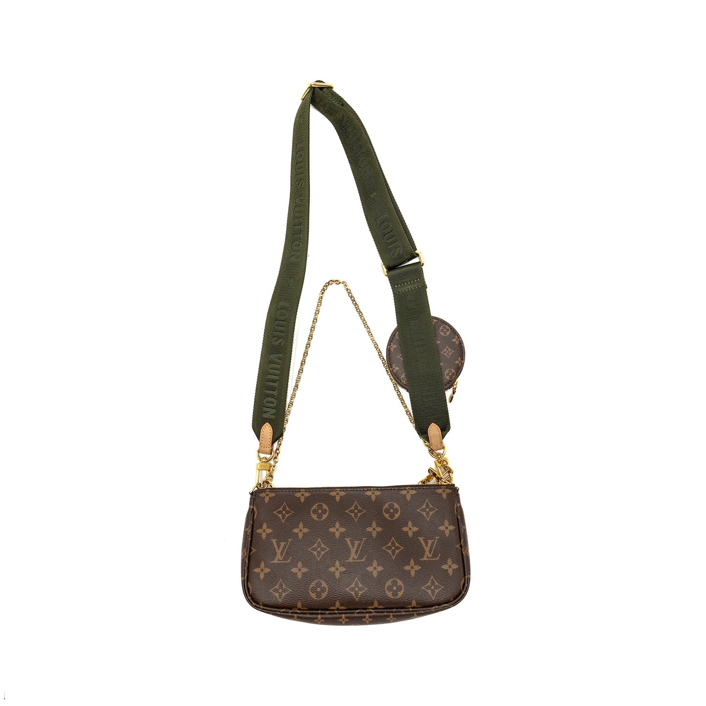 Louis Vuitton Multi Pochette Accessories Khaki Strap Monogram Canvas GHW
