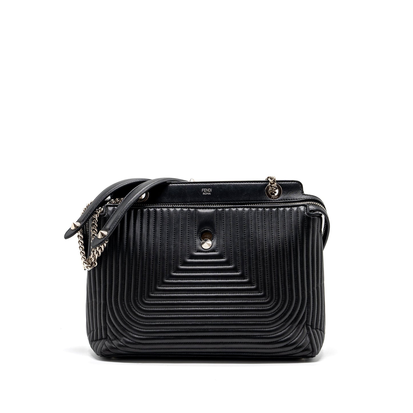 Fendi doctom chain shoulder bag leather black SHW