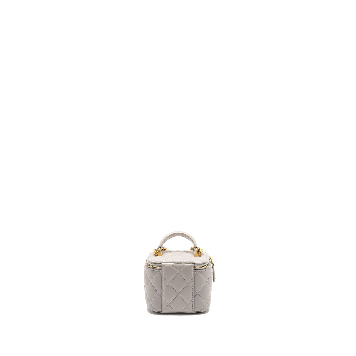 Chanel Top Handle Mini Vanity Case Lambskin Light Grey GHW